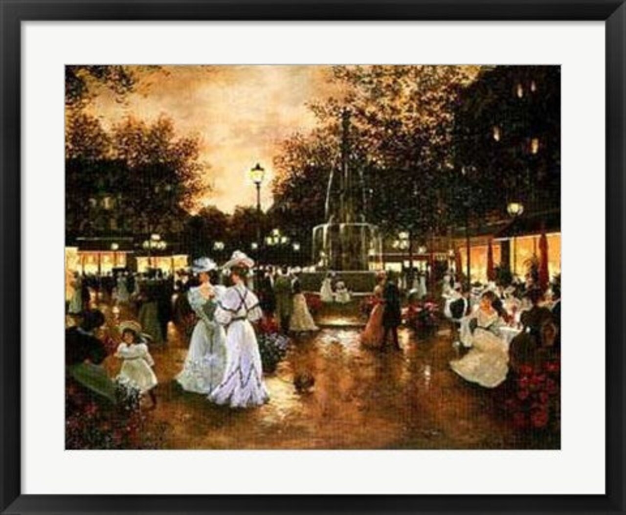 Framed Art Meeting at the Fountain by Christa Kieffer - Serene Landscape